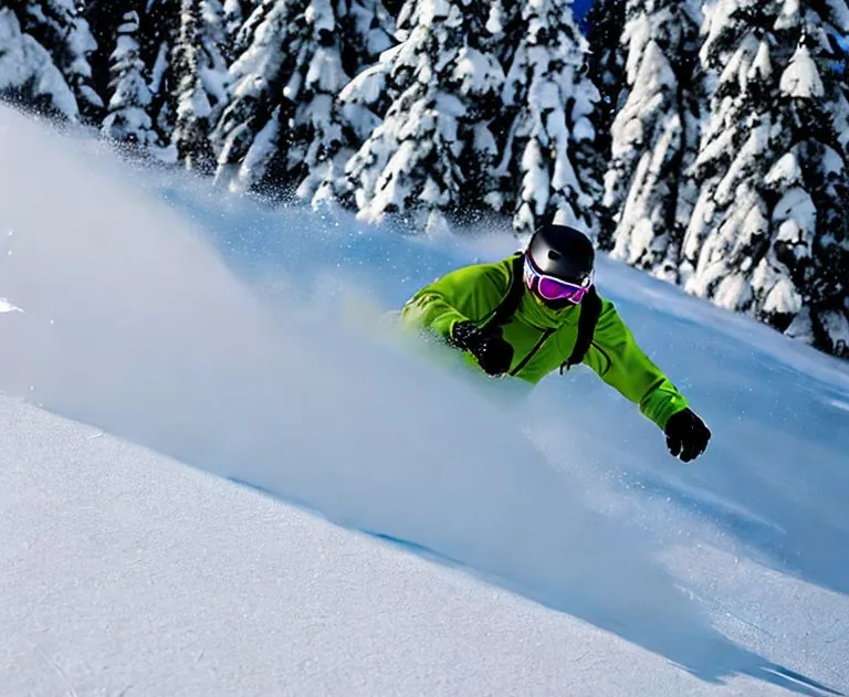 snowboarder in deep powder