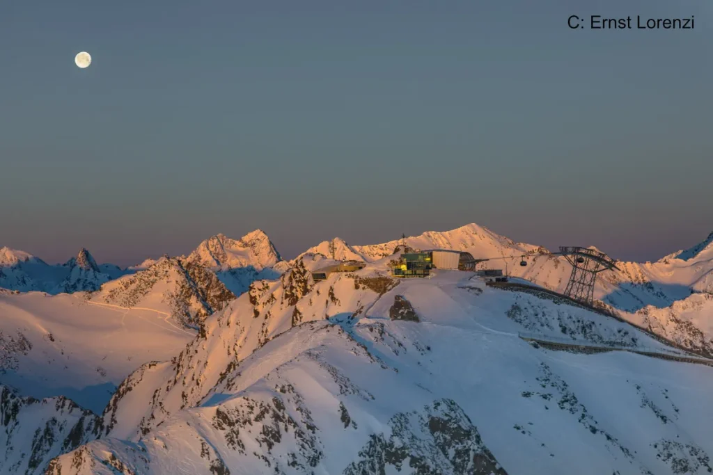 Sunset above Solden ski resort