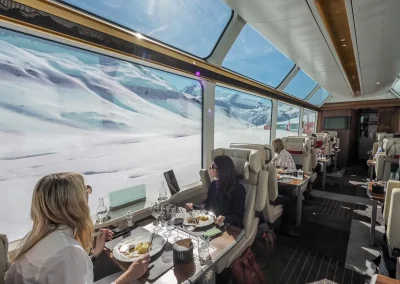 Inside the Excellence Class section of Glacier Express