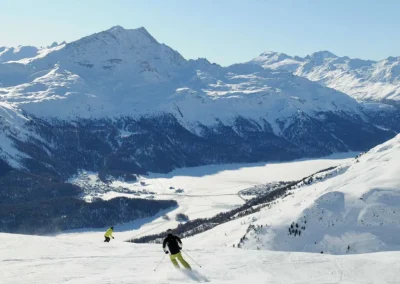 Skiers on the slopes of St. Moritz