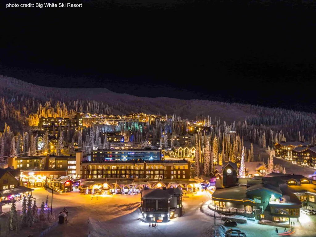 Big-White-1 A night time view of Big White Ski Resort village