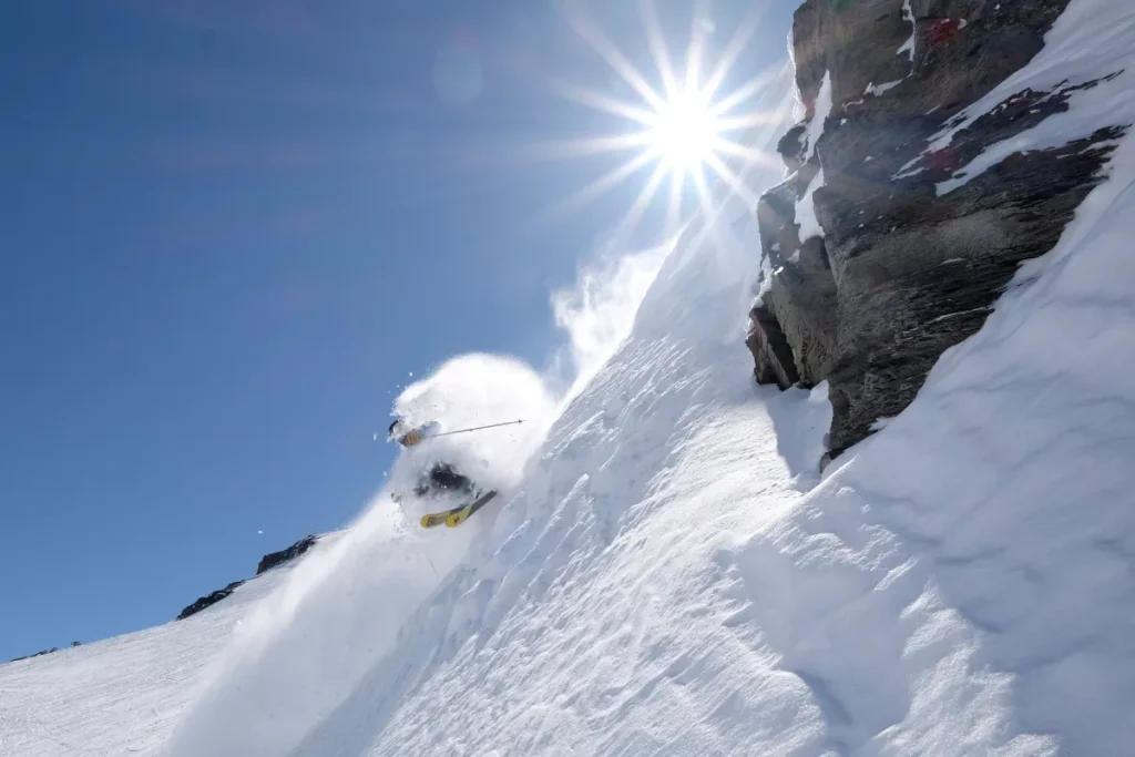 Skiing powder in Engelberg Switzerland