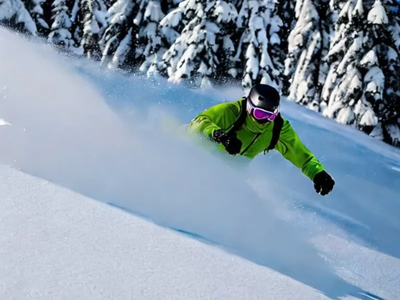 Aaron snowboarding in deep powder