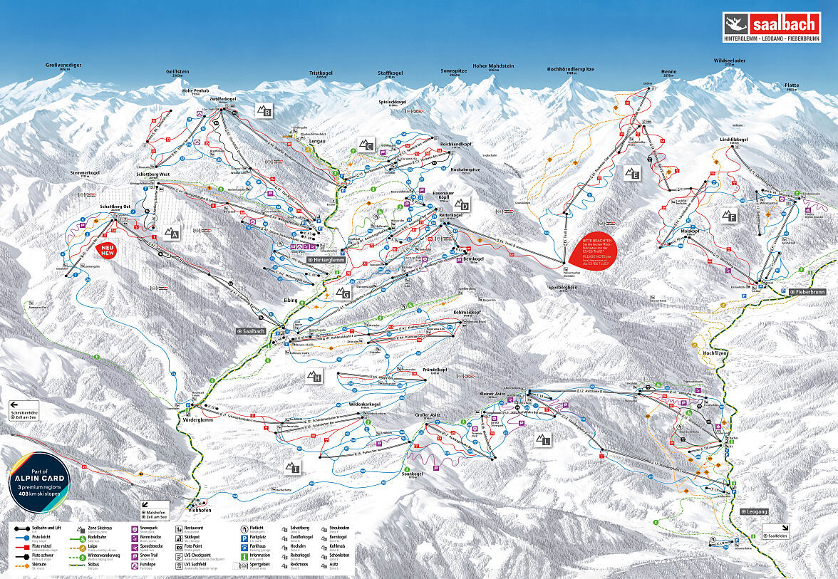 saalbach1 Map of the Saalbach ski resort