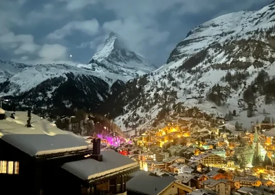 Zermatt village at night