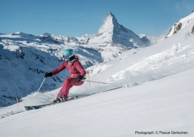woman skiing in Zermatt, Switzerland