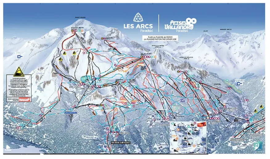 Map of ski resort at Les Arcs