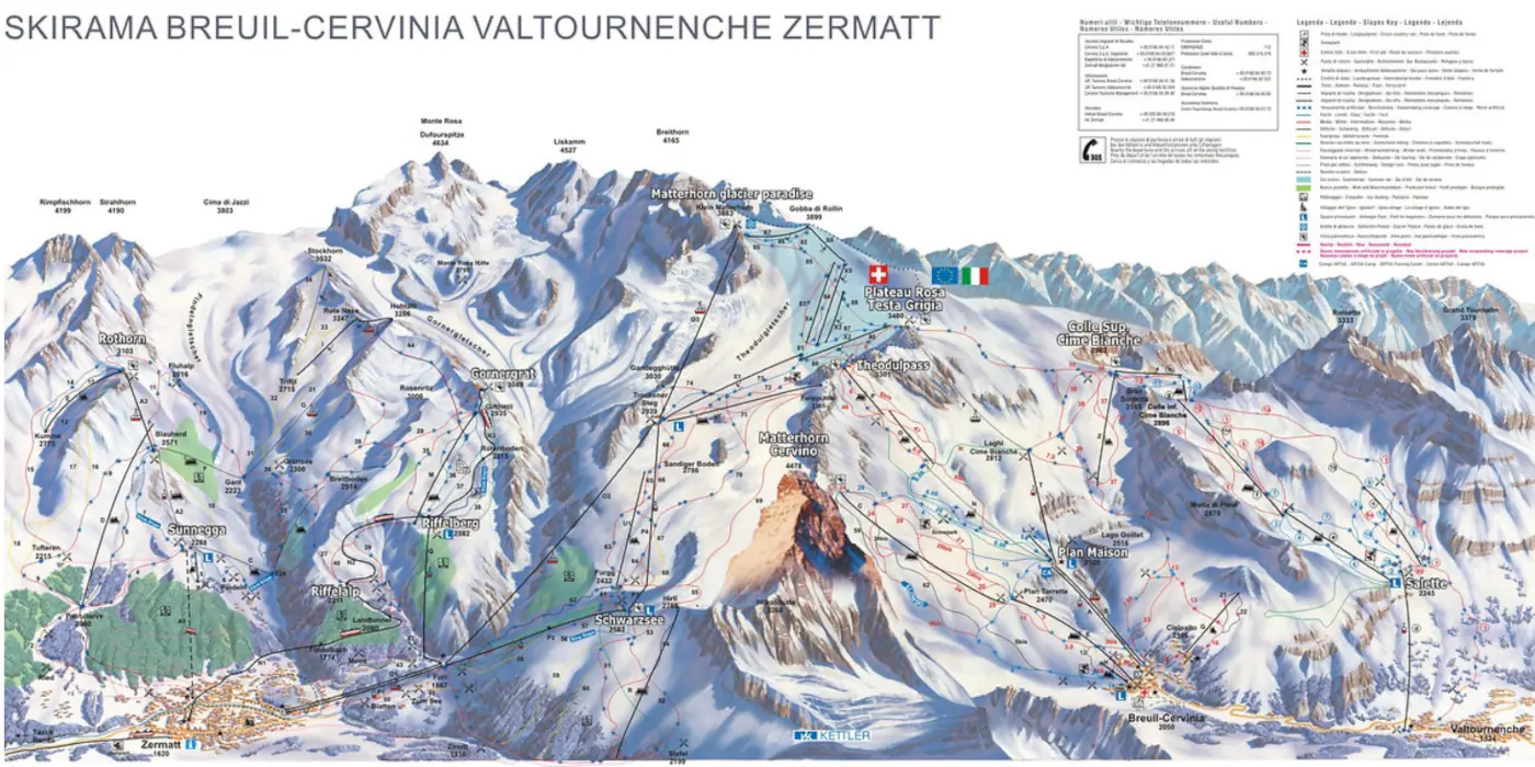 Cervinia-map map of Cervinia, Italy ski resort