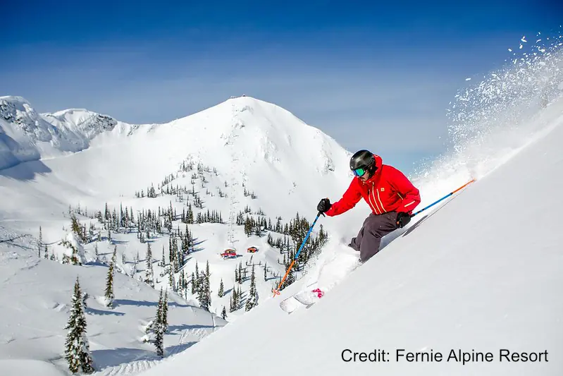 Fernie Resort 4 skier on steep powder slope at Fernie resort