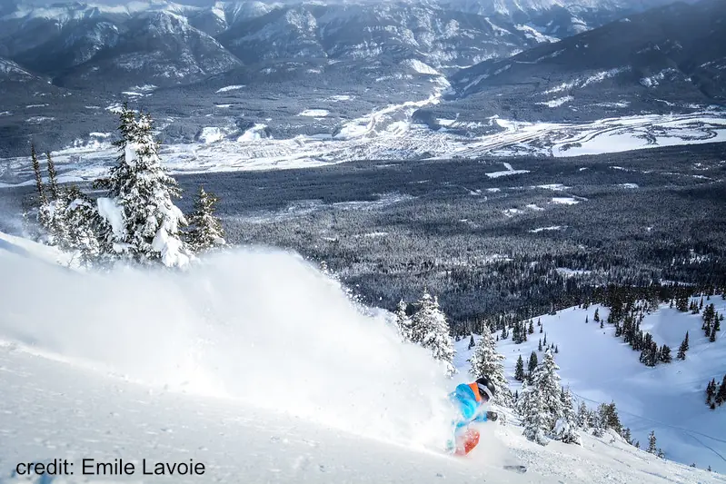 skiing steep terrain at Kicking Horse resort