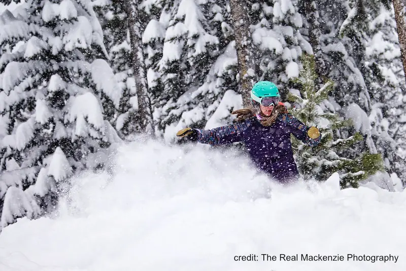 Kimberly Resort 2 young snowboarder in deep powder at Kimberly resort
