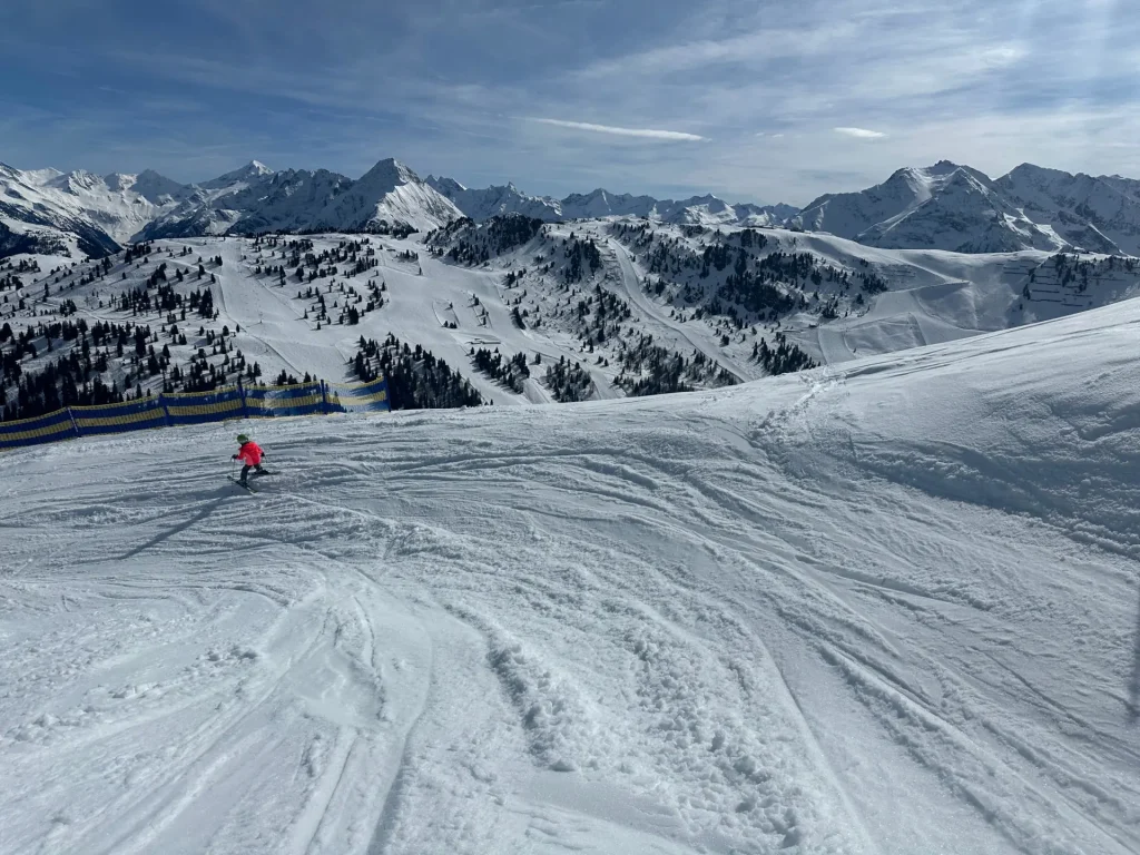 Young skier on the slopes of Mayrhofen