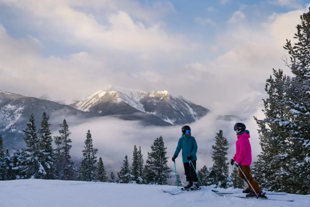 Two Skiers atop Panorama ski resort