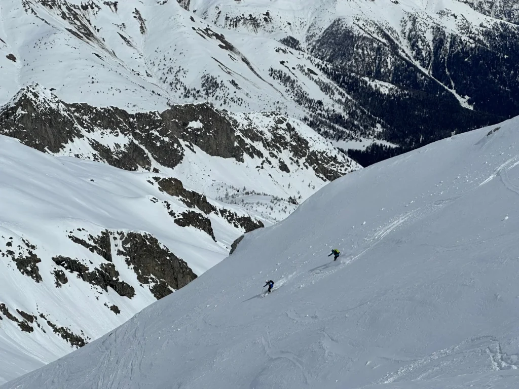 skiers descending Passo Tonale