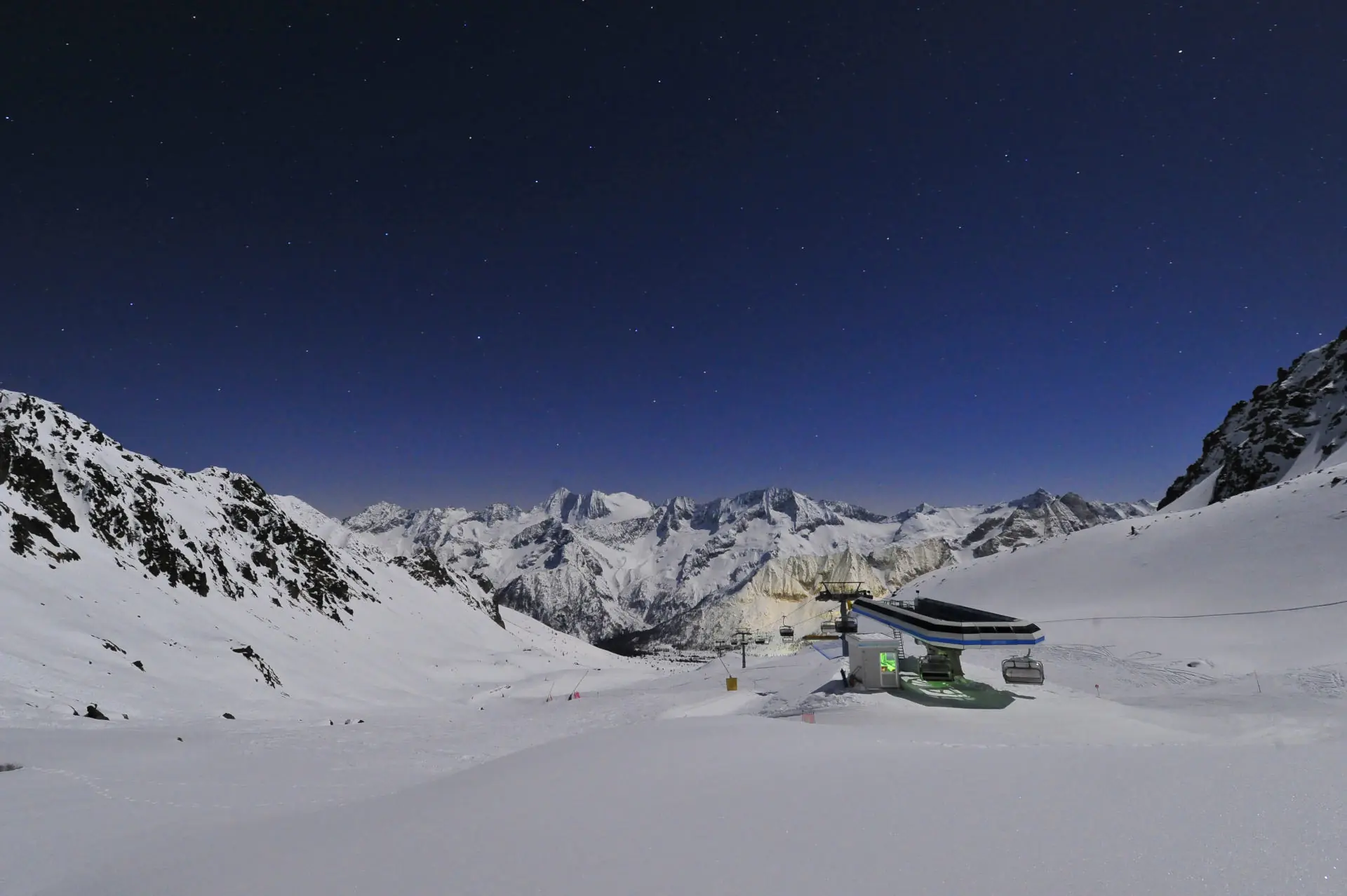 night time view of Passo Tonale, Italy