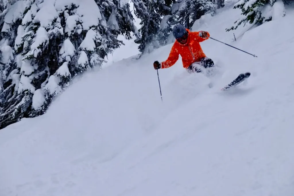 Cat skiing in deep powder, Revelstoke