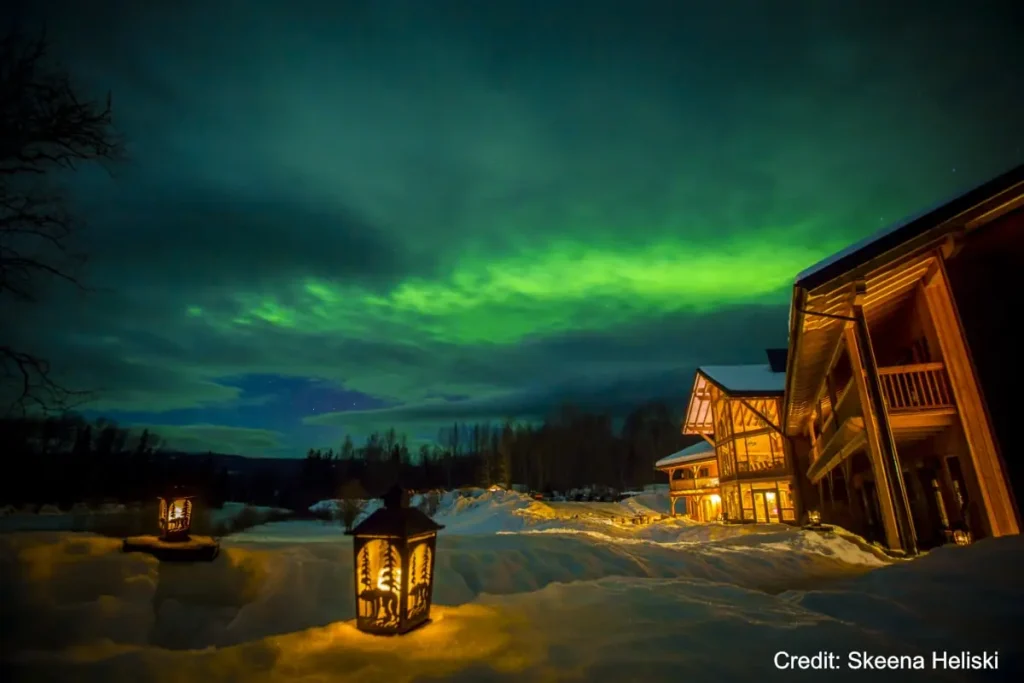 Skeena heli 2 Northern lights over the Skeena Bearclaw lodge