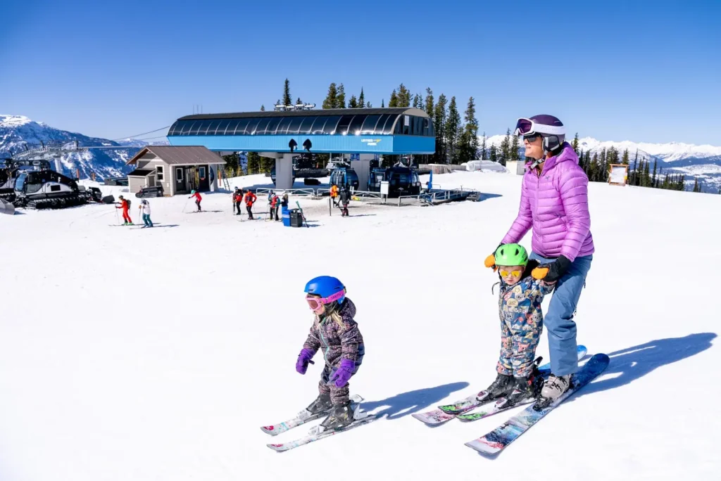 young kids learning to ski at Revelstoke Resort