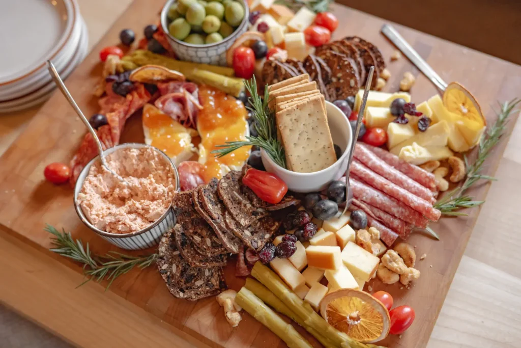 fancy charcuterie board served at Whitecap Alpine Adventure lodge