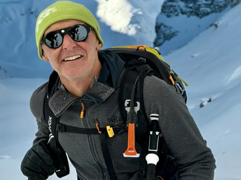 Iain Macmillan high up in the mountains