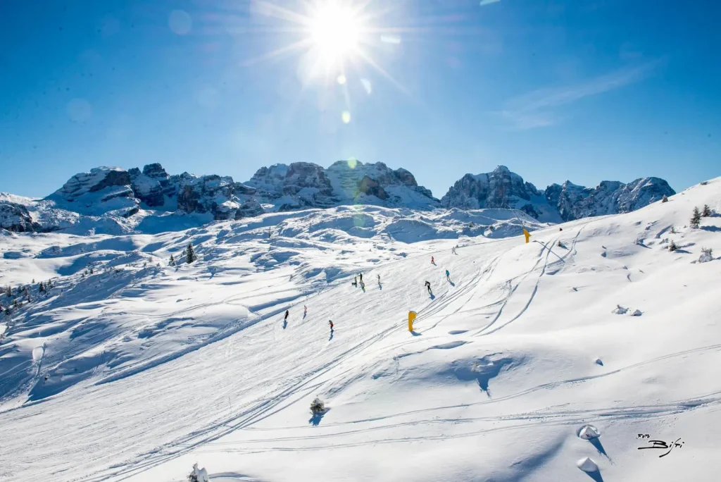 skiers on the slopes of Madonna Di Campiglio