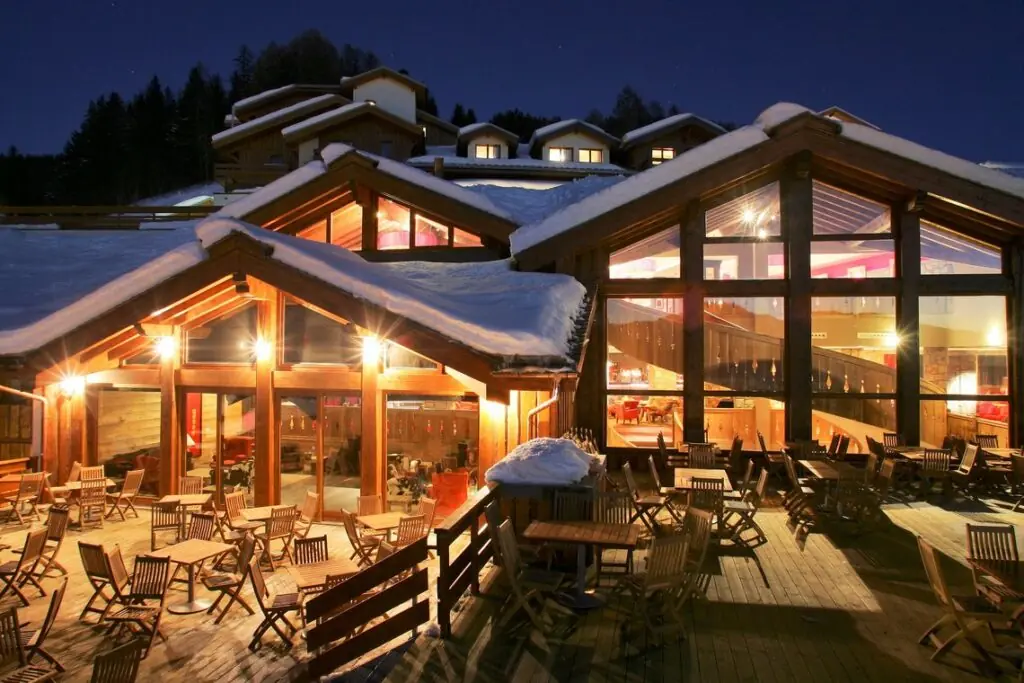 Chalet in Peisey Vallandry at night