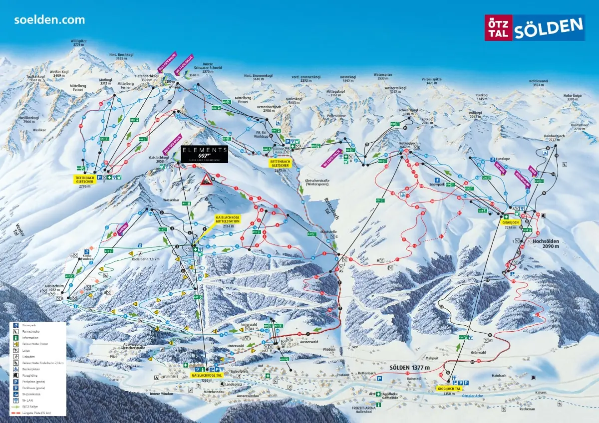Trail map for Solden Ski Resort