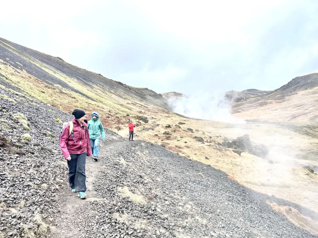 hiking a volcanic area in Iceland