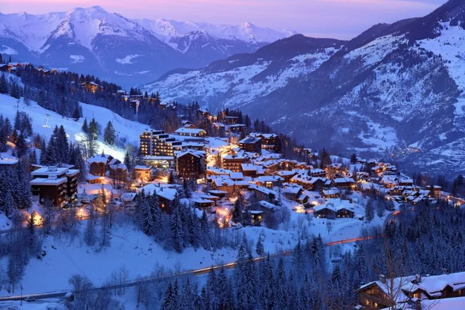 Evening view of Courchevel ski resort