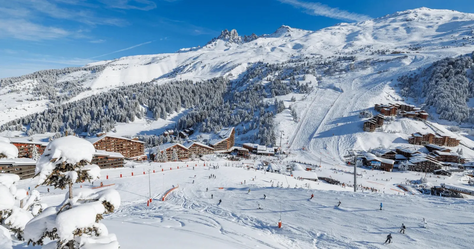 overhead view of Meribel ski resort on a sunny day