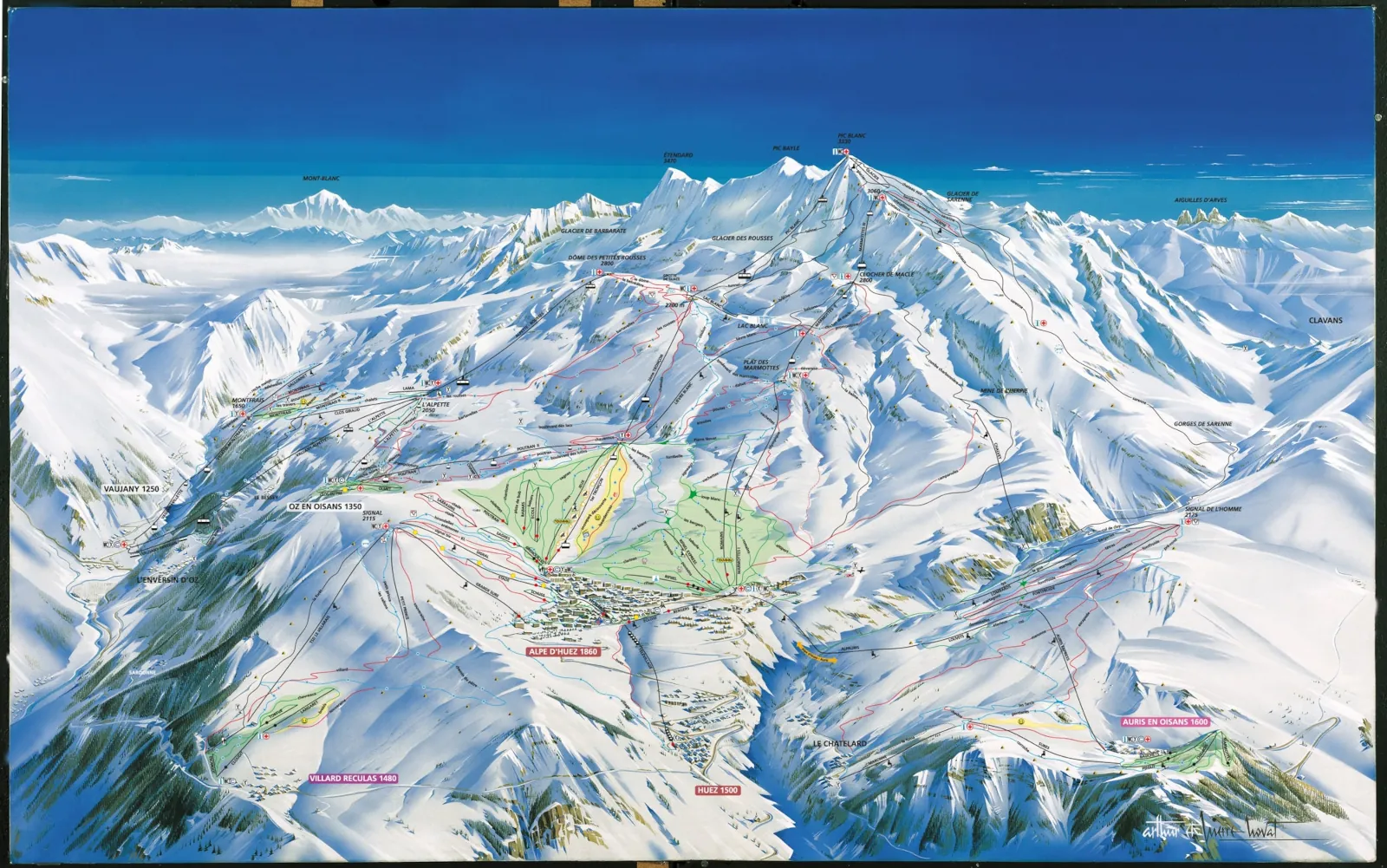 map of Alpe D'Huez ski resort