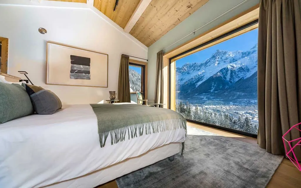 mountain view from chalet in Chamonix